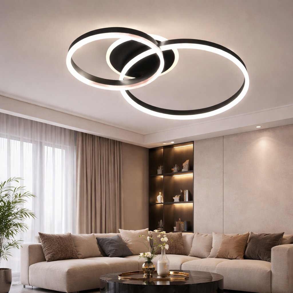 Lustra LED cu Telecomanda, 120W, 3 tipuri de lumina, Negru