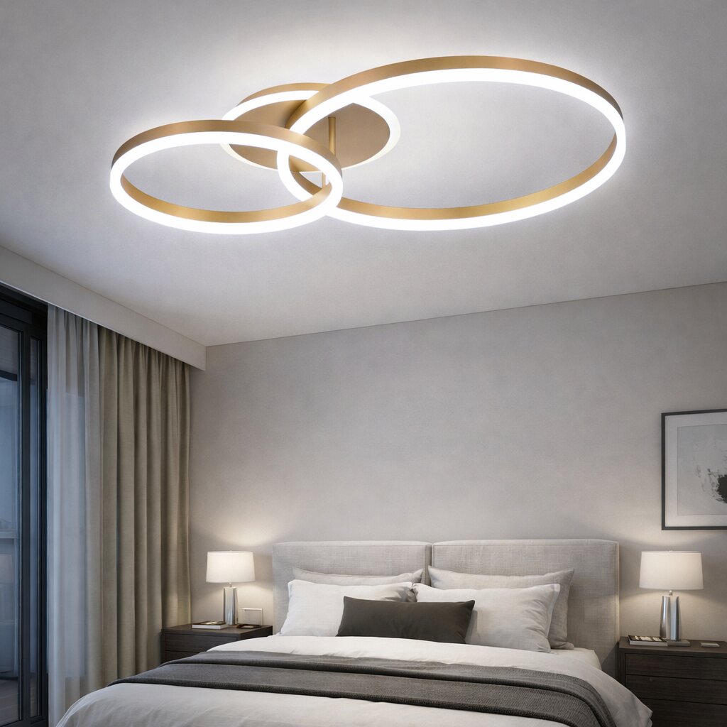 Lustra LED cu Telecomanda, 120W, 3 tipuri de lumina, Auriu