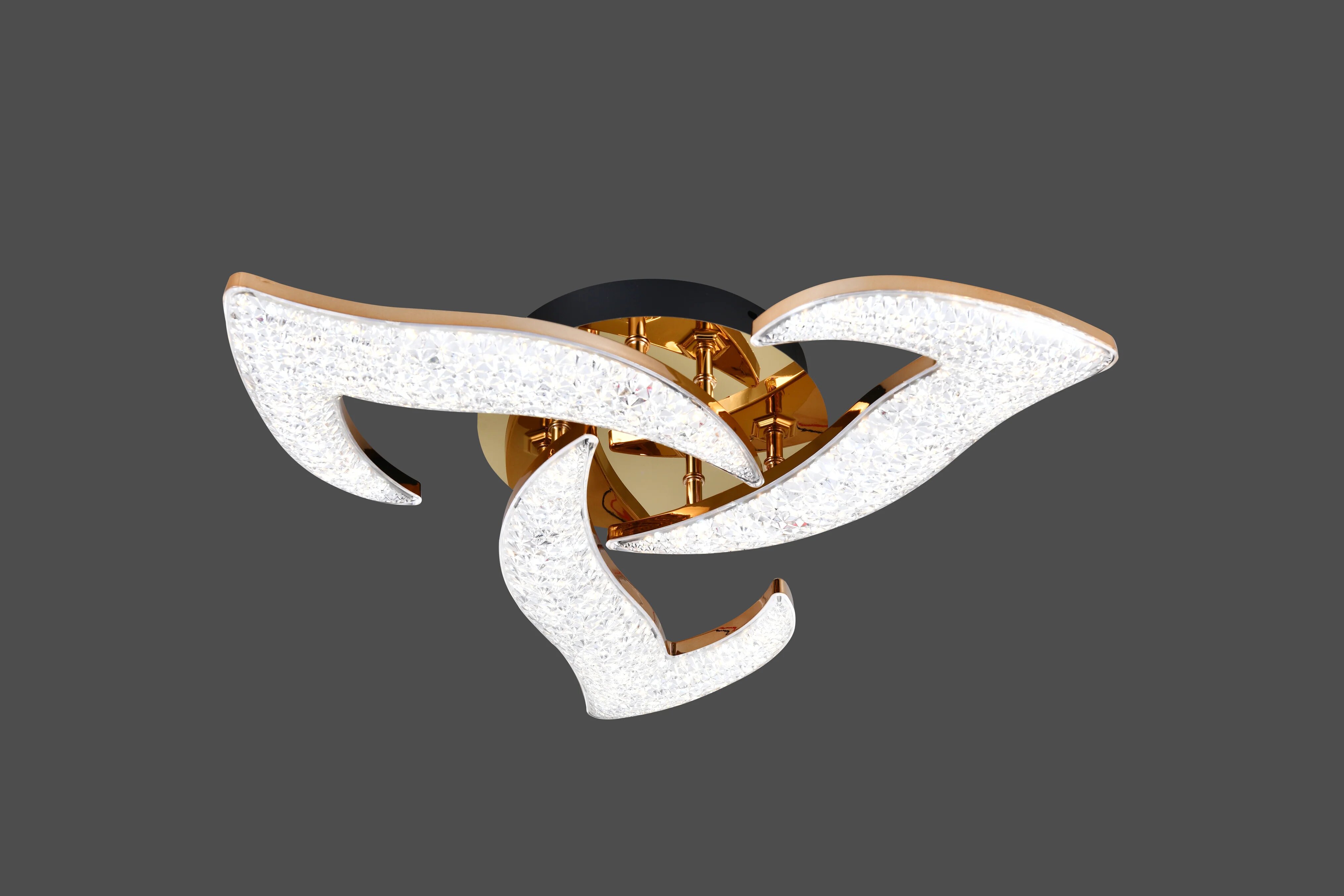 Lustra LED Flower ICE, 60W, 3 tipuri de lumina, Auriu