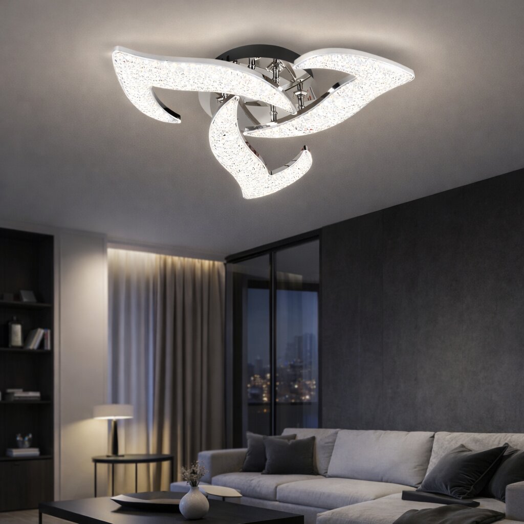 Lustra LED cu Telecomanda, 60W, 3 tipuri de lumina, Argintiu