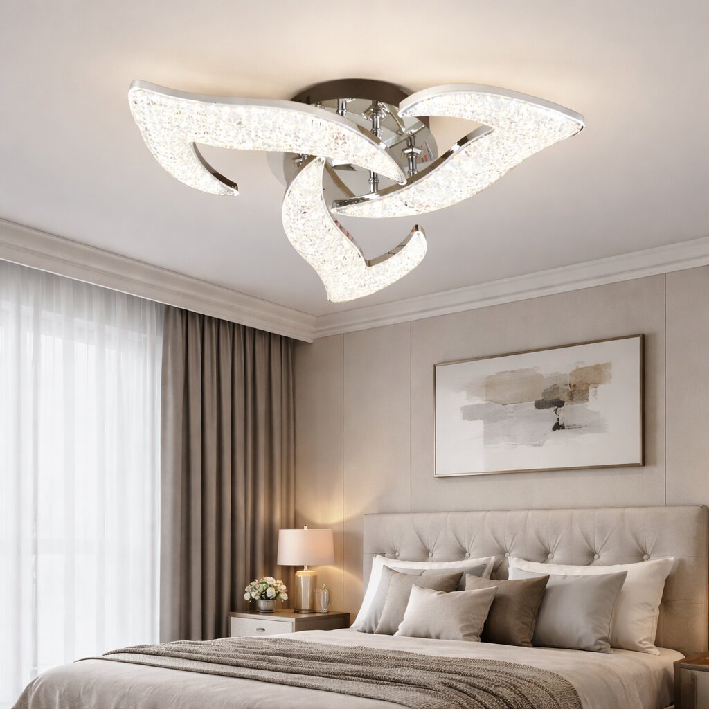 Lustra LED cu Telecomanda, 60W, 3 tipuri de lumina, Argintiu