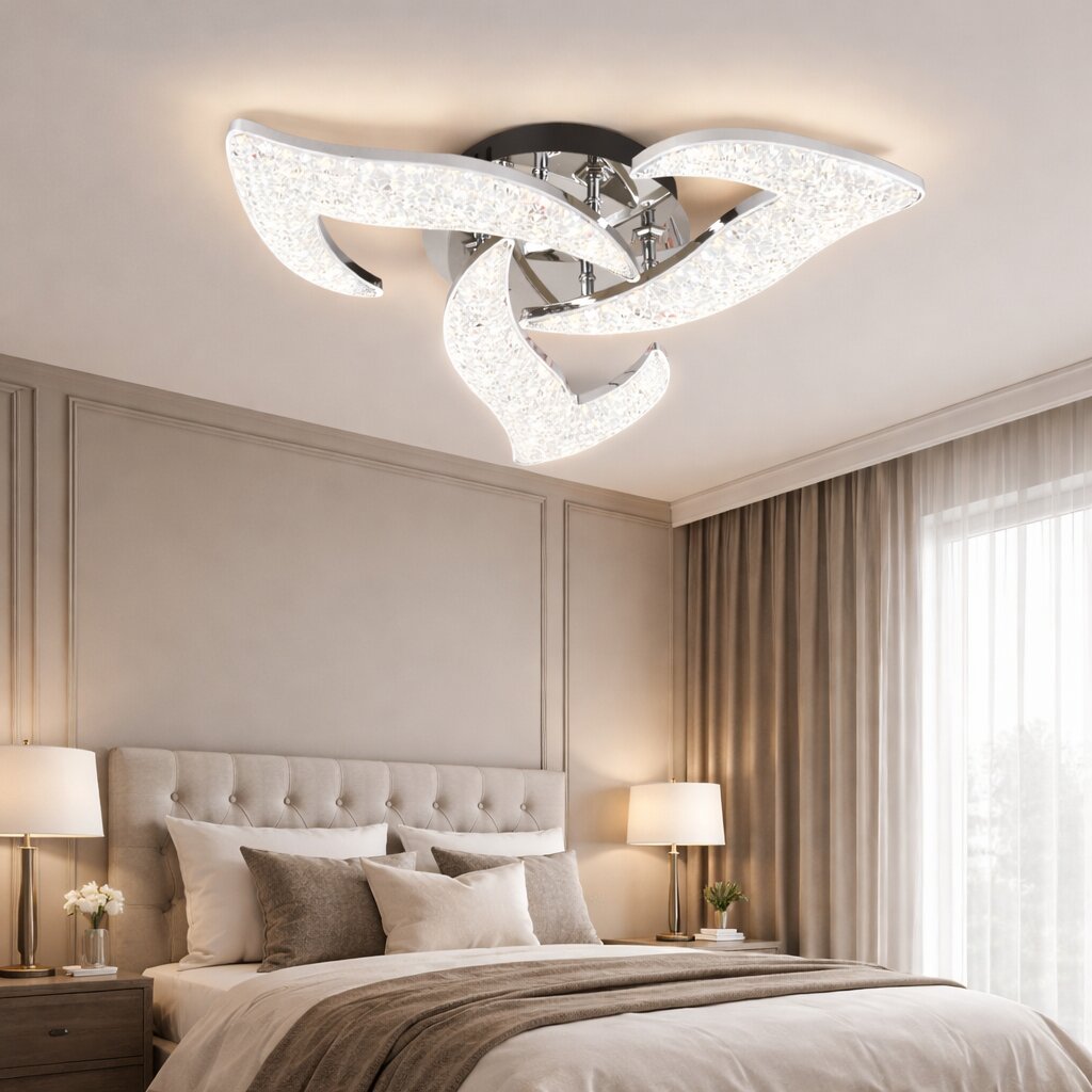 Lustra LED cu Telecomanda, 60W, 3 tipuri de lumina, Argintiu