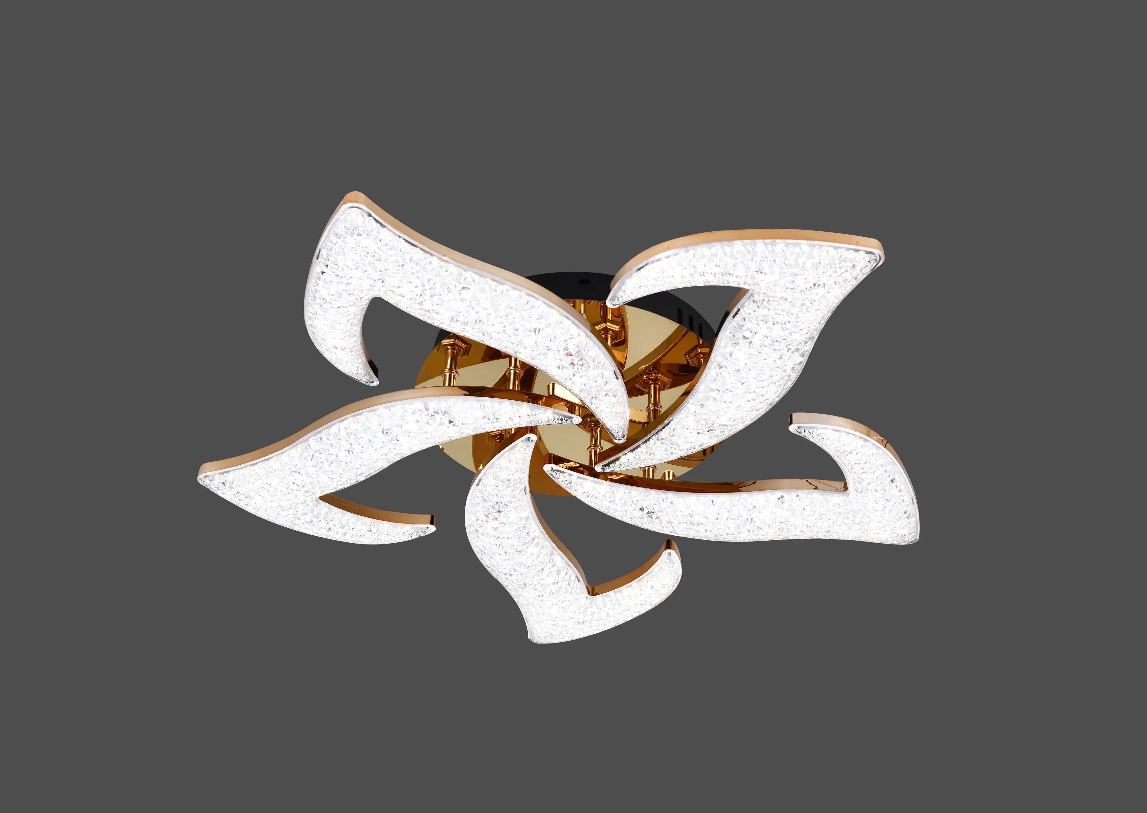 Lustra LED Flower ICE, 100W, 3 tipuri de lumina, Auriu