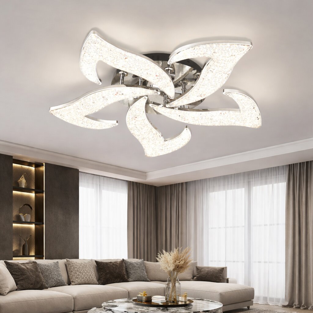 Lustra LED Flower ICE, 100W, 3 tipuri de lumina, Argintiu