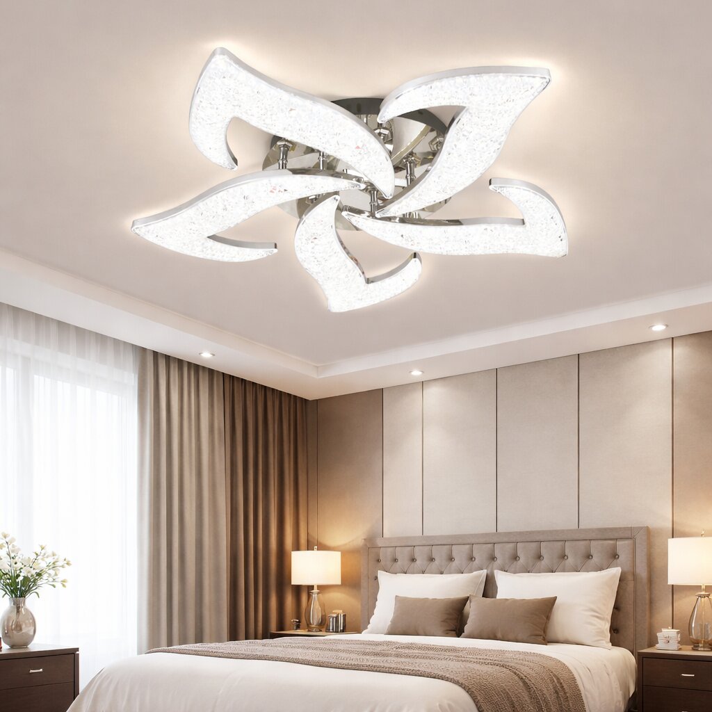 Lustra LED Flower ICE, 100W, 3 tipuri de lumina, Argintiu