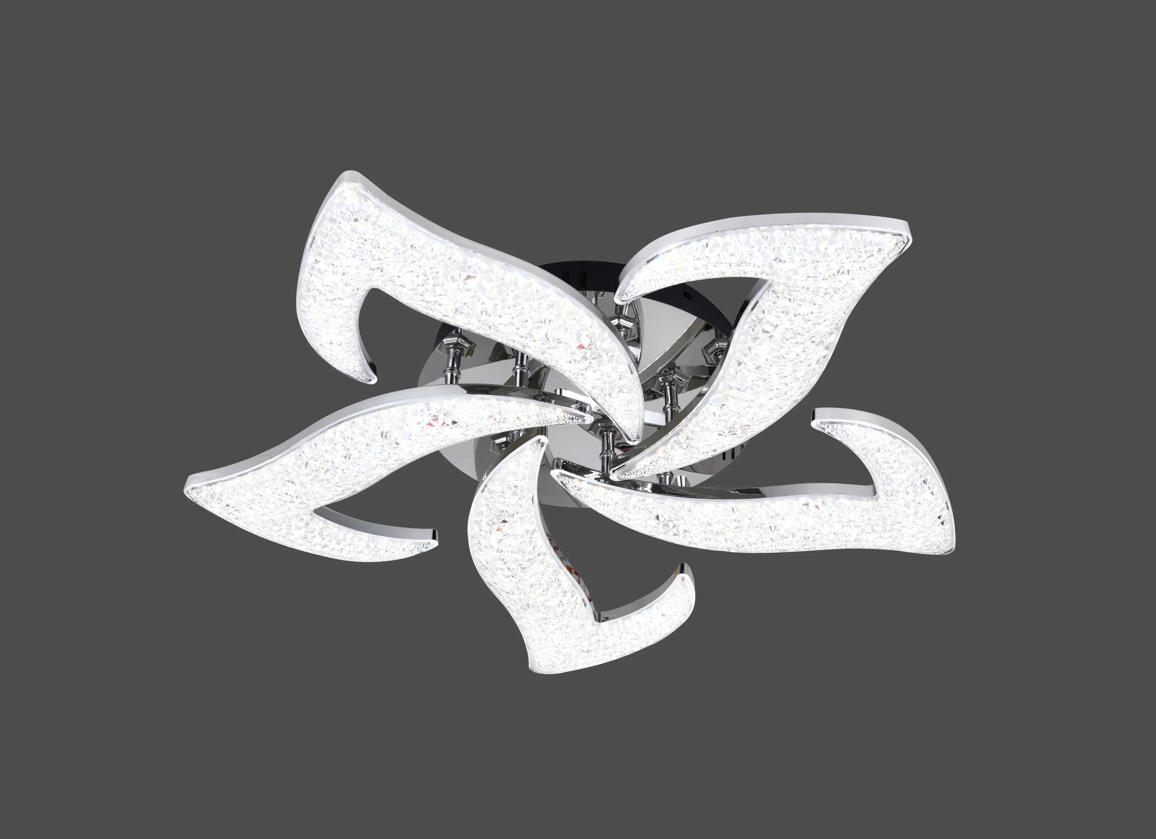 Lustra LED Flower ICE, 100W, 3 tipuri de lumina, Argintiu