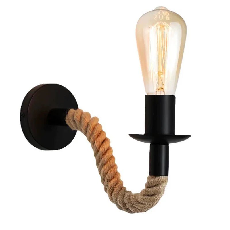 Aplica Vintage Funie, 1 x E27, Negru