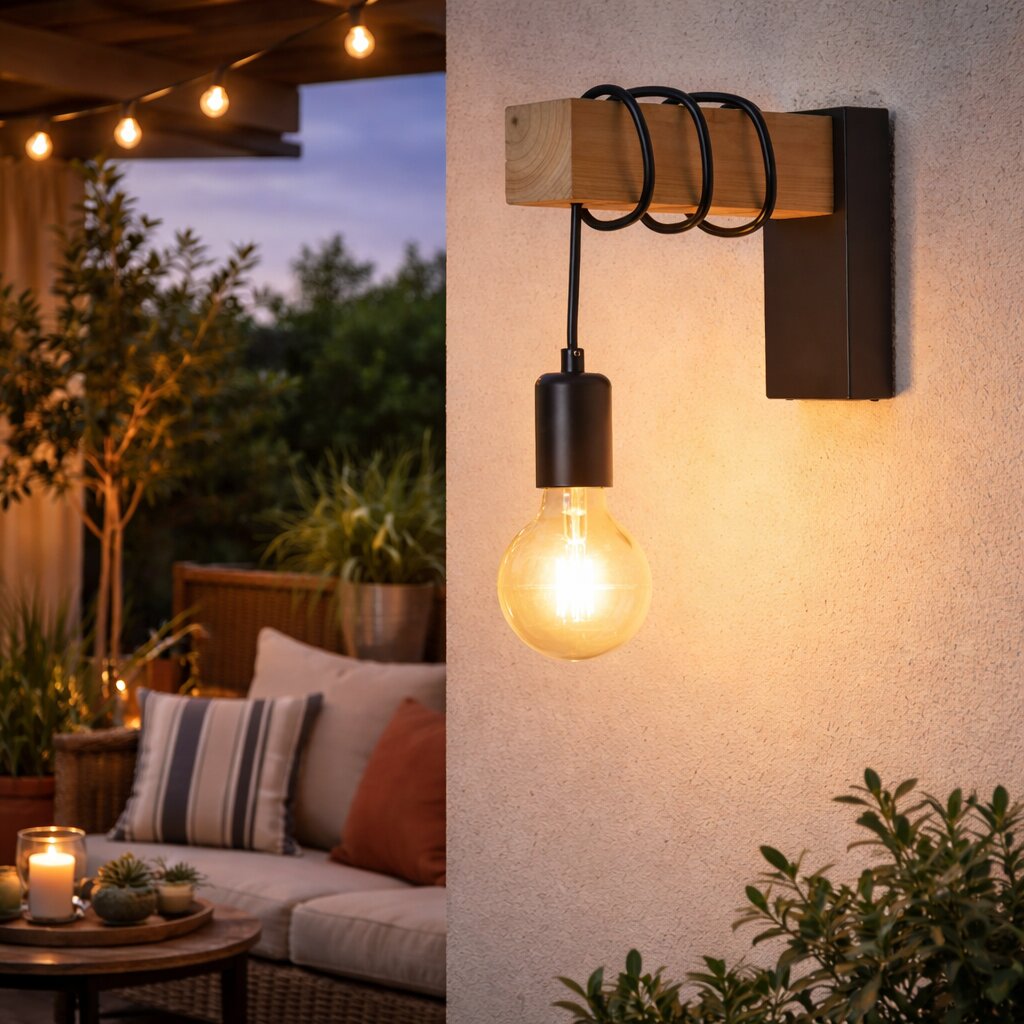 Aplica Wood Modern, 1 x E27, Negru & Maro