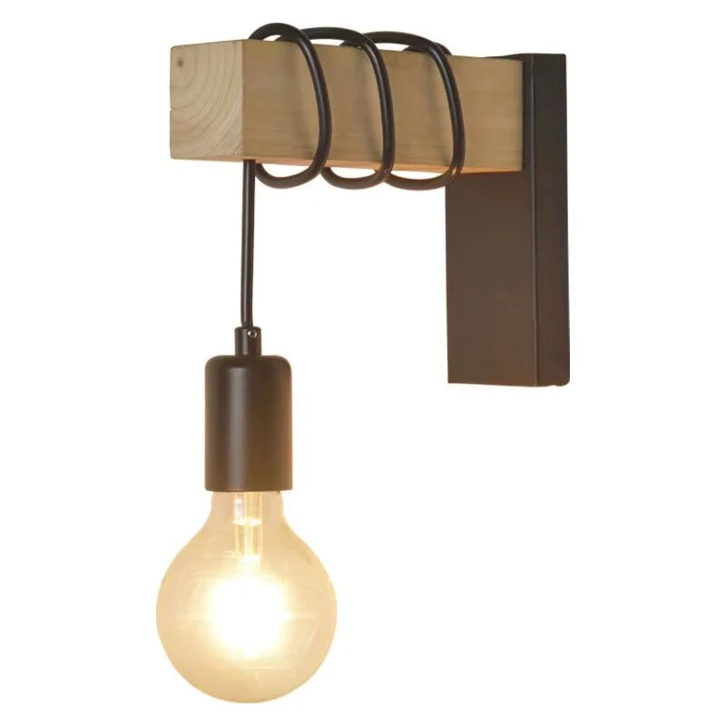 Aplica Wood Modern, 1 x E27, Negru & Maro