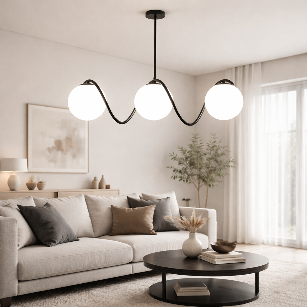 Lustra Spiral Globe, 3 x E27, Negru