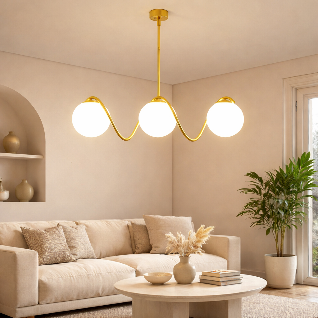 Lustra Spiral Globe, 3 x E27, Auriu