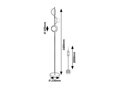 Lampadar Jules, 3 x G9, Negru