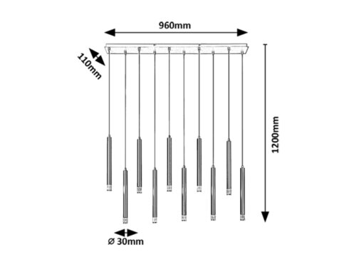 Pendul Ramira, 10 x G9, Negru