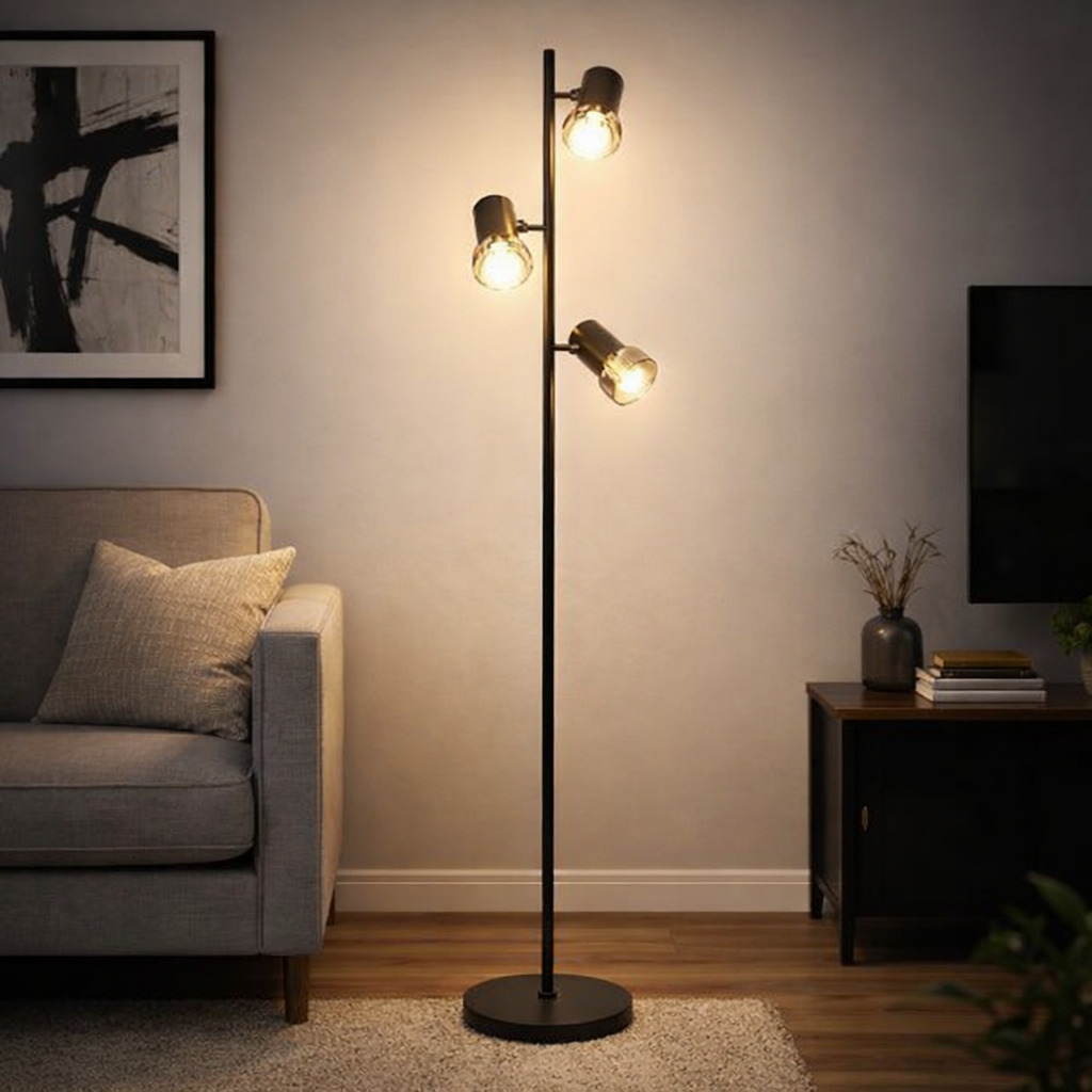 Lampadar Hatice, 3 x E14, Negru