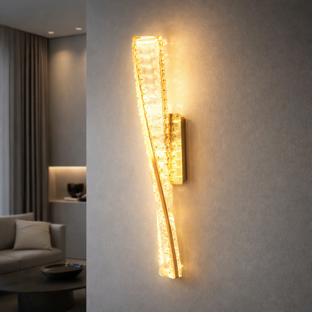 Aplica LED Cristal, 18W, 3 Tipuri de lumina, Auriu