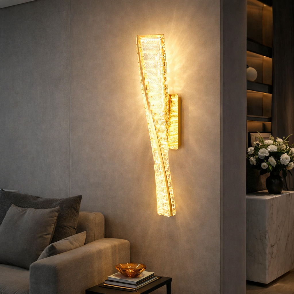 Aplica LED Cristal, 18W, 3 Tipuri de lumina, Auriu