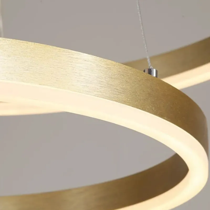 Lustra LED Suspendata Ring Gold 40CM, 44W, cu Telecomanda