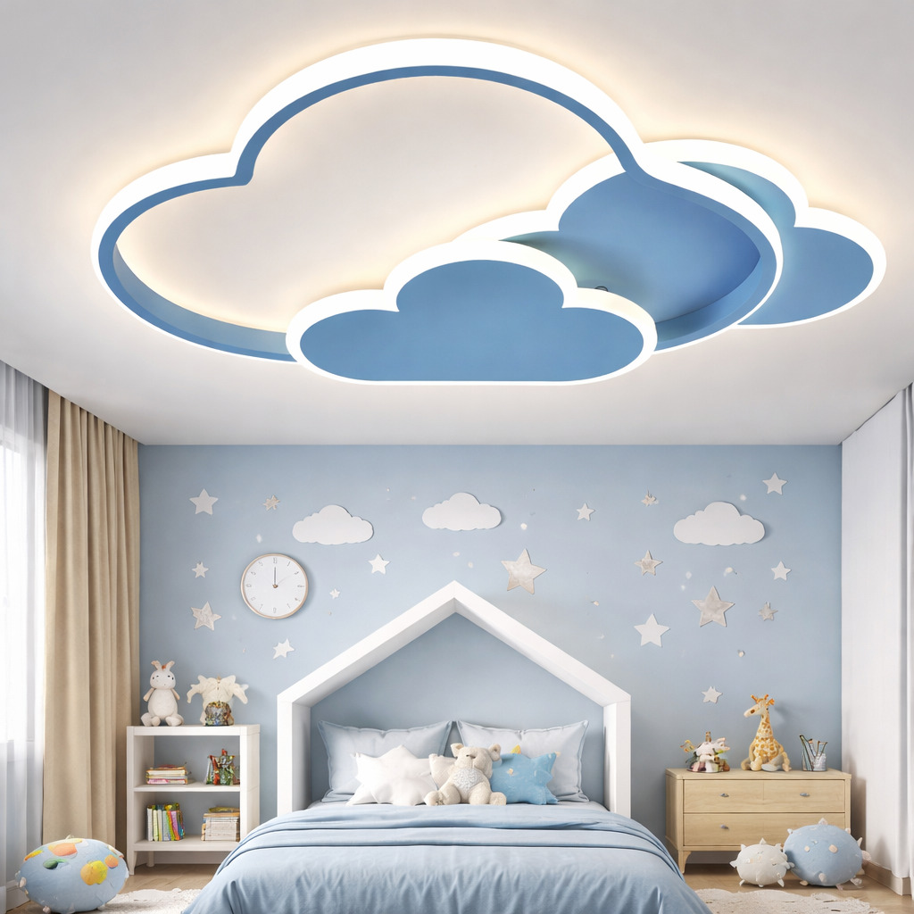 Lustra LED Norisor Blue cu Telecomanda, 86W, 3 tipuri de lumina