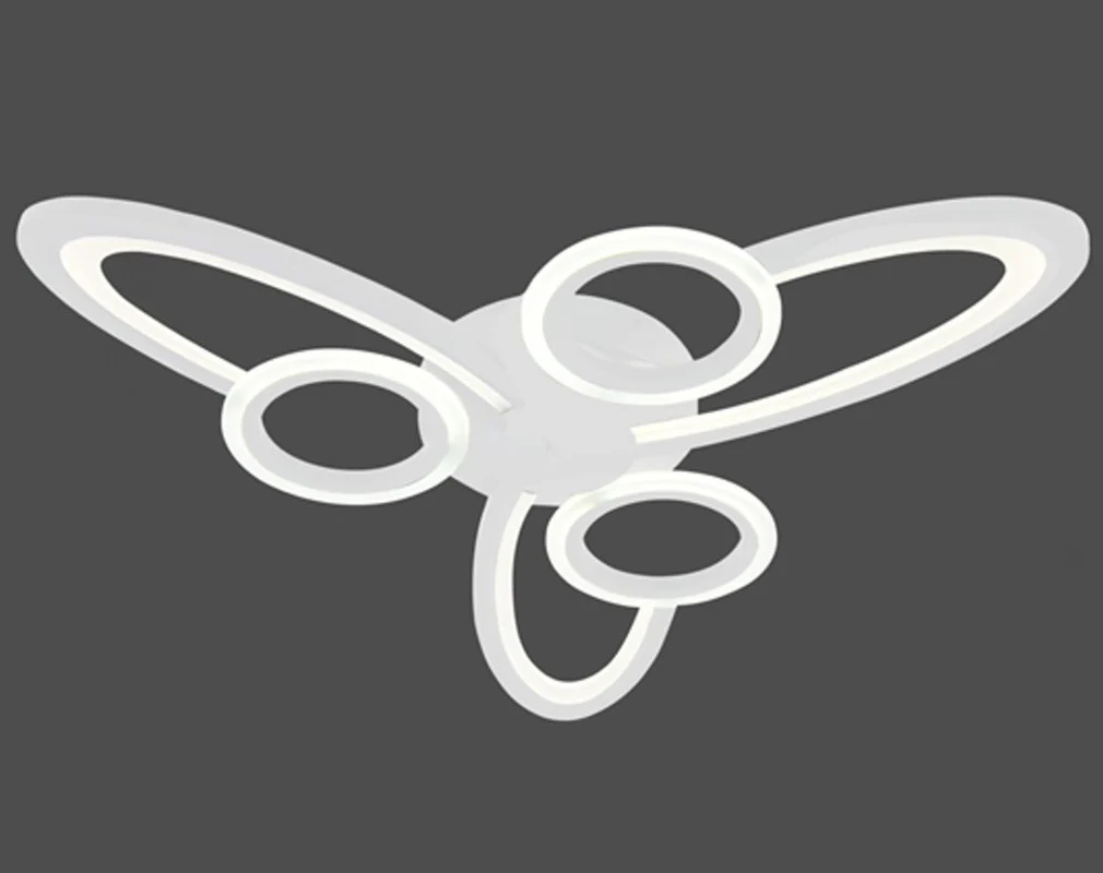 Lustra LED Space Six, 96W, 3 tipuri de lumina, Alb