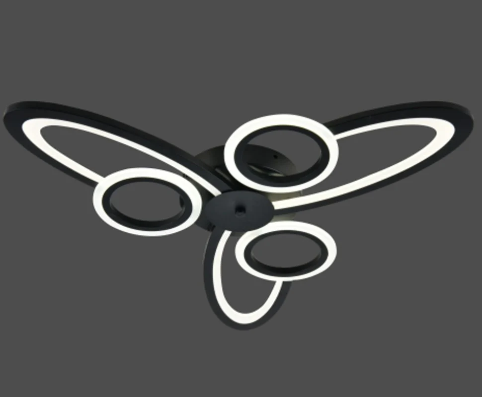 Lustra LED Space Six, 96W, 3 tipuri de lumina, Negru