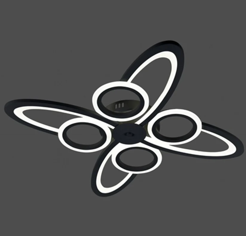 Lustra LED Space Eight, 128W, 3 tipuri de lumina, Negru