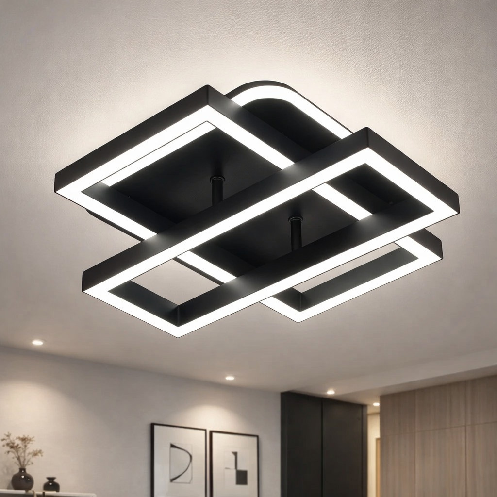 Lustra LED Elite, 52W, 3 tipuri de lumina, Negru