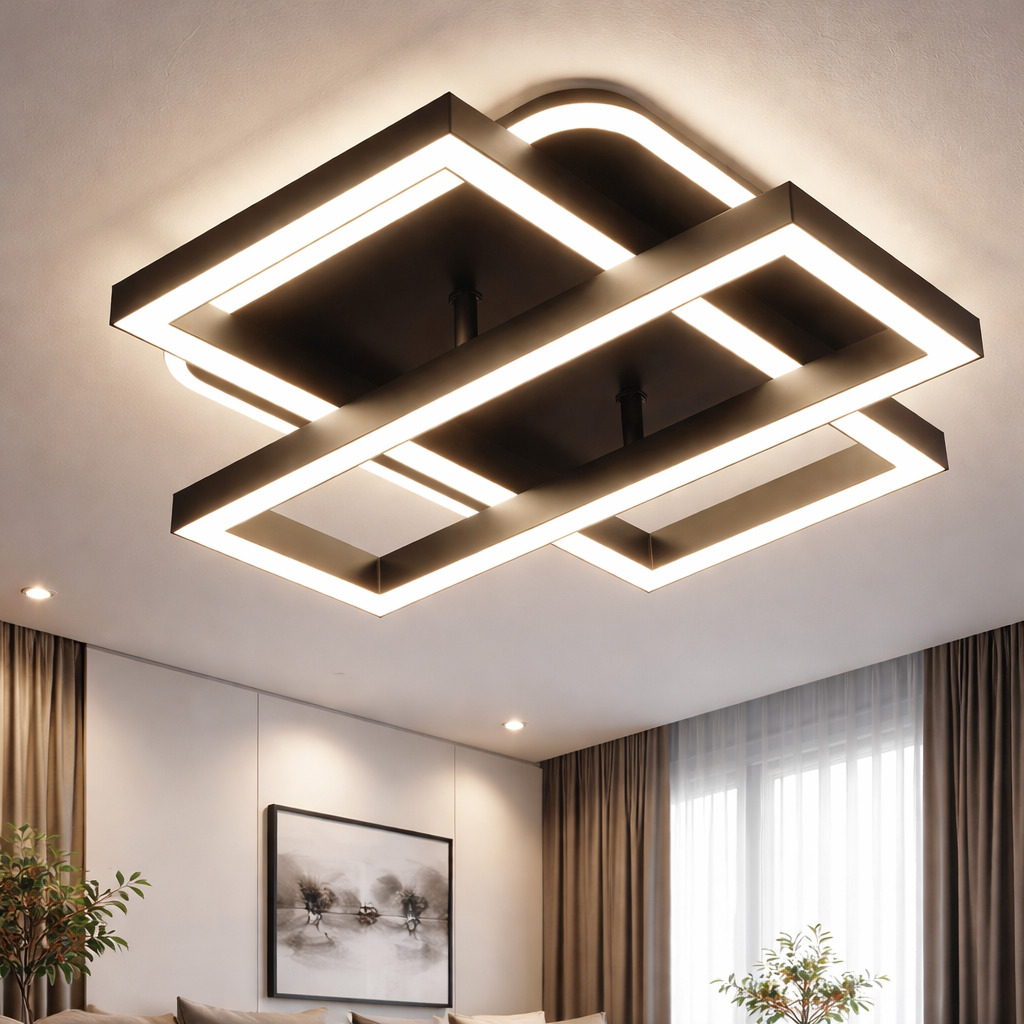 Lustra LED Elite, 52W, 3 tipuri de lumina, Negru