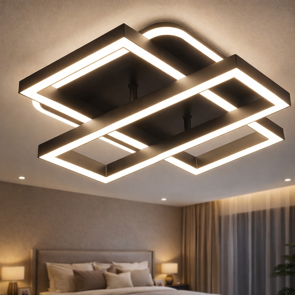 Lustra LED Elite, 52W, 3 tipuri de lumina, Negru