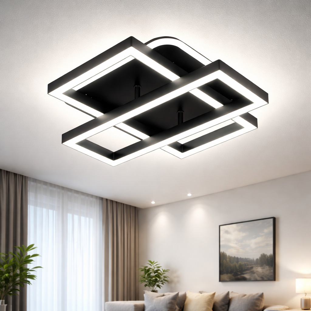 Lustra LED Elite, 52W, 3 tipuri de lumina, Negru