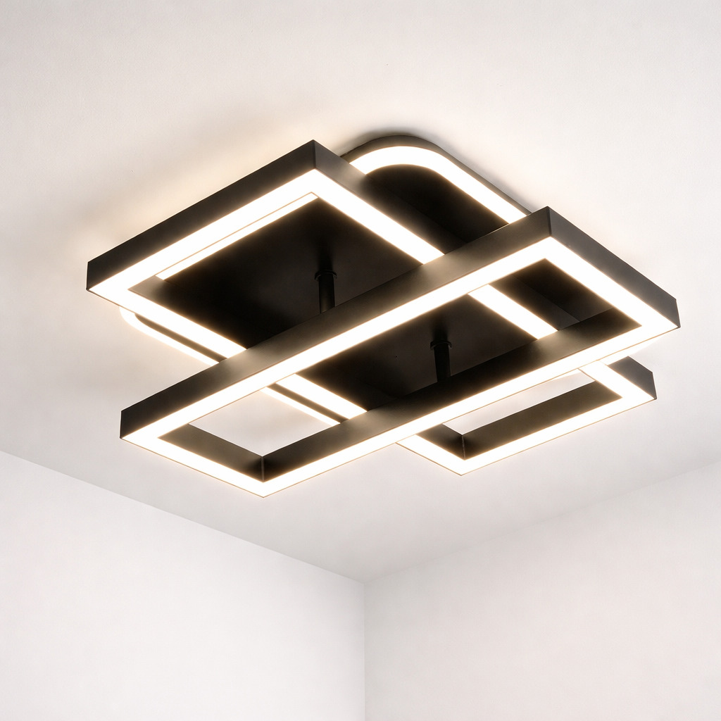 Lustra LED Elite, 52W, 3 tipuri de lumina, Negru