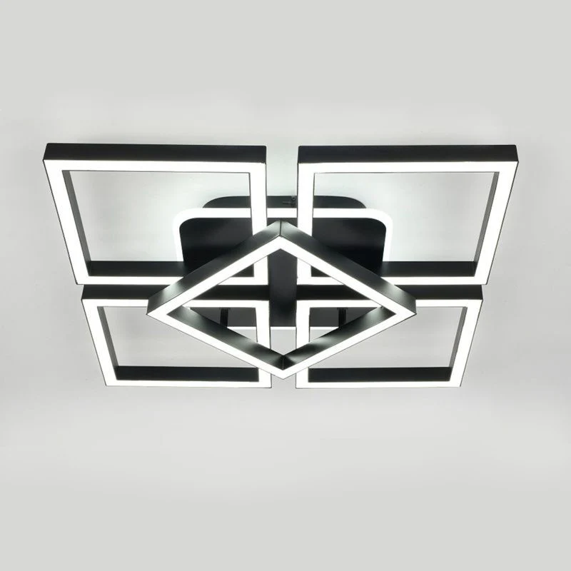 Lustra LED Elite Square, 110W, 3 tipuri de lumina, Negru