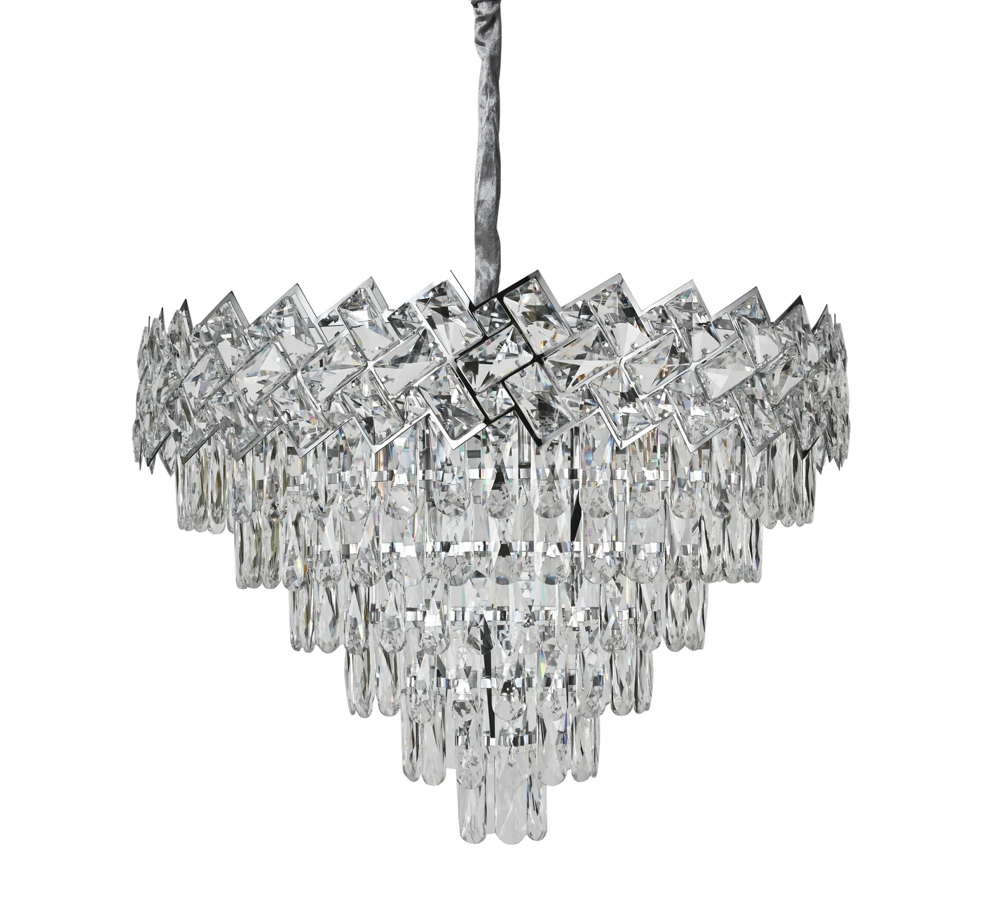 Candelabru Cristal, 60cm, 9 x E27, Argintiu