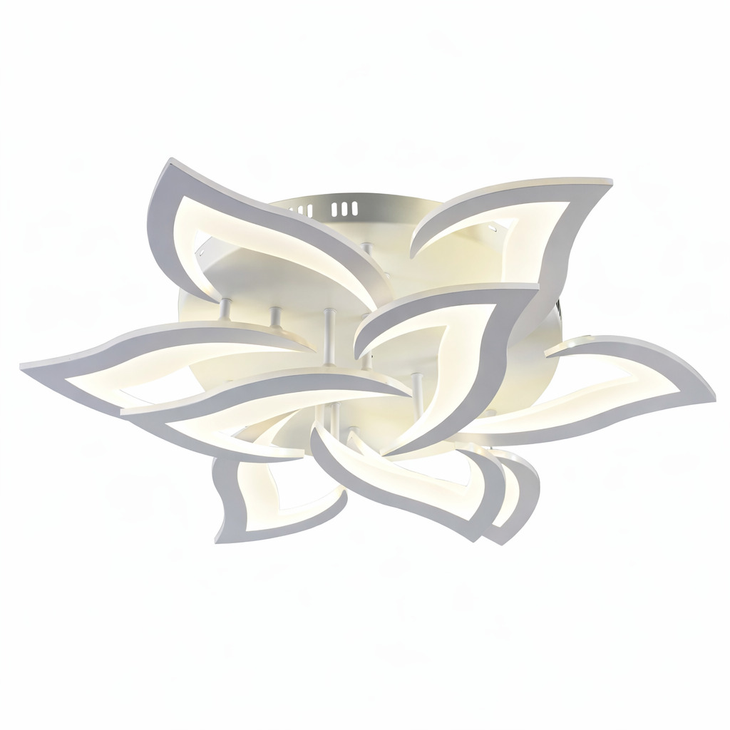 Lustra LED Flower cu Telecomanda, 126W, 3 tipuri de lumina, Alb