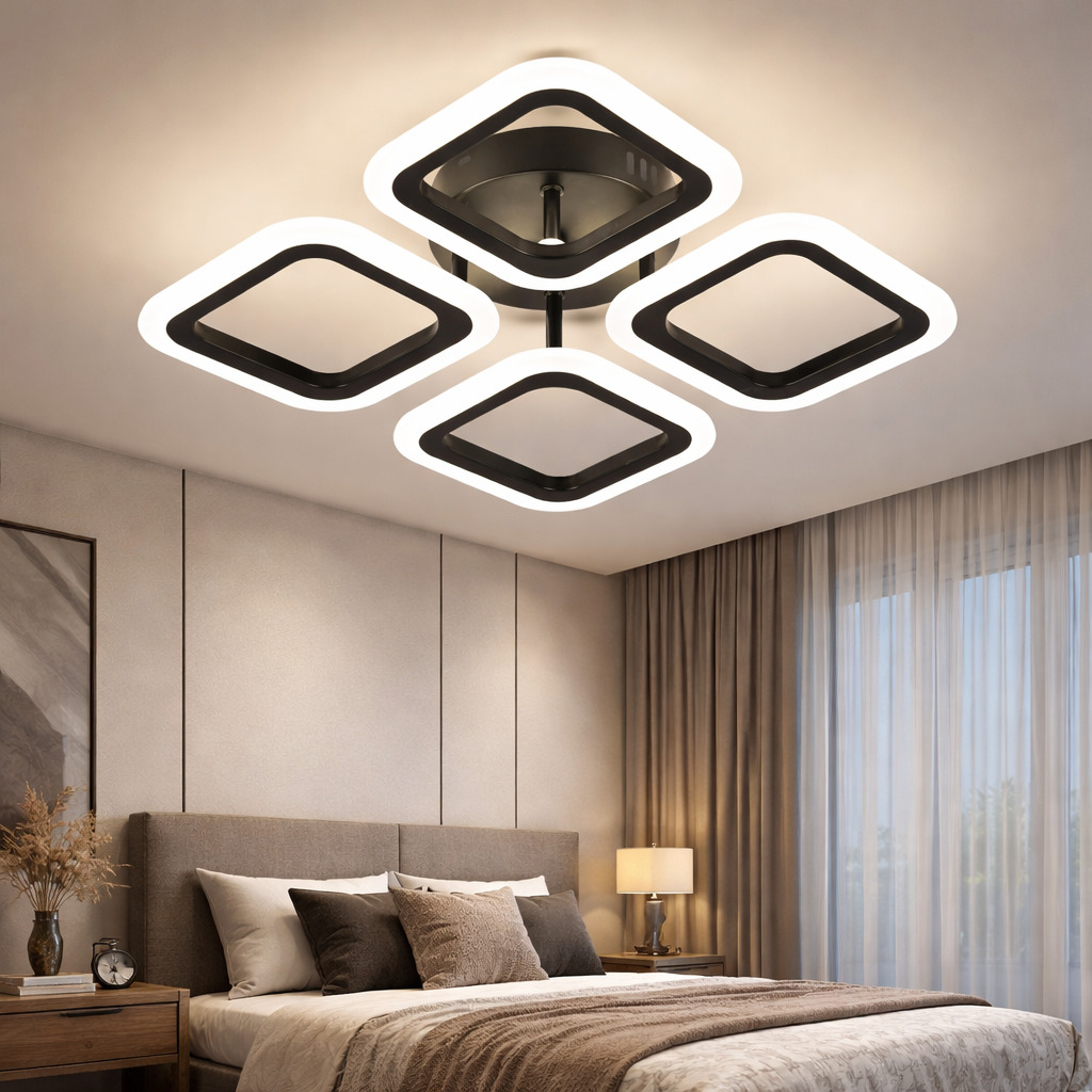 Lustra LED Square, 56W, Negru