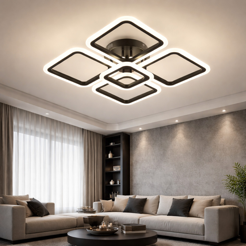 Lustra LED Square, 102W, Negru