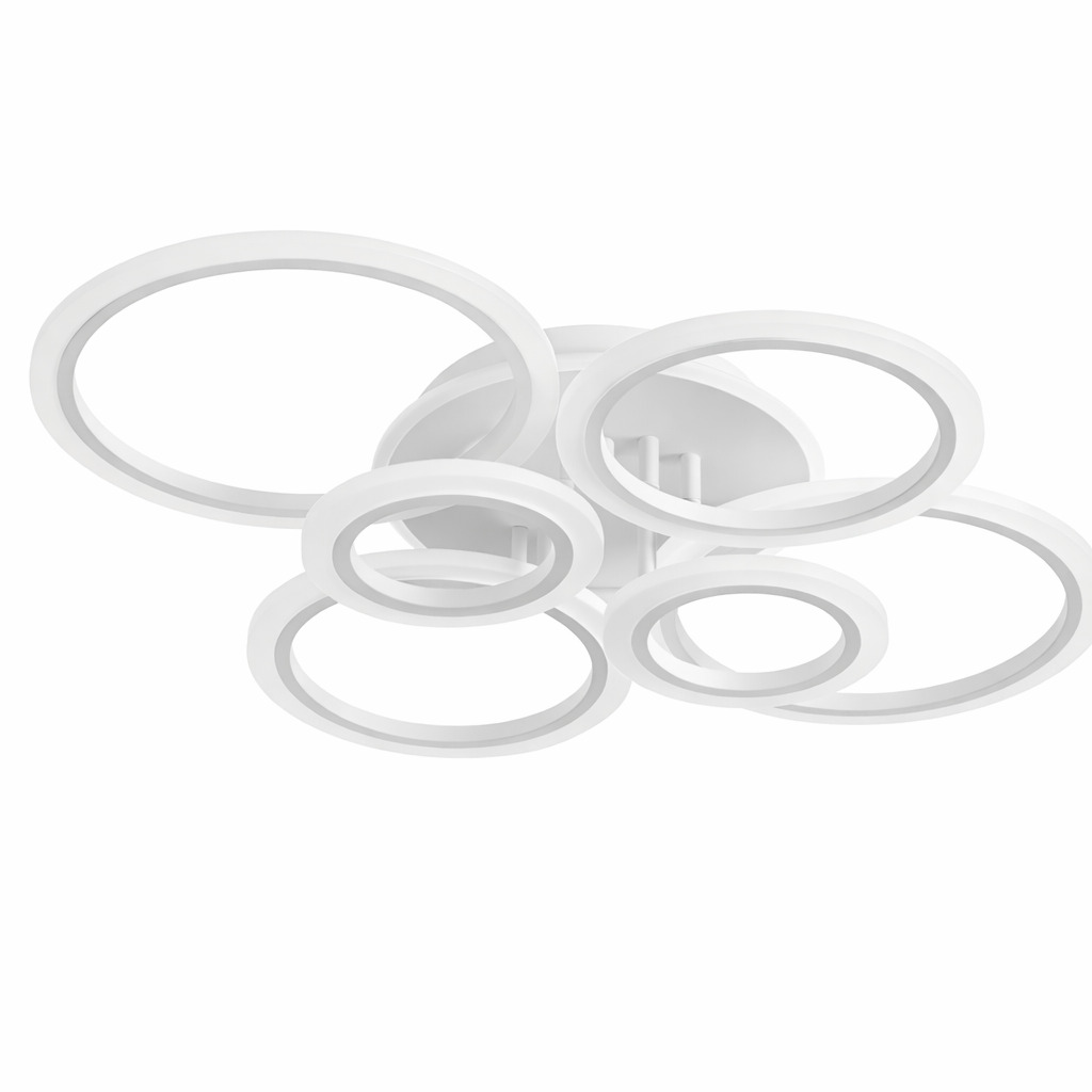 Lustra LED Six Rings cu Telecomanda RGB, 160W, Alb