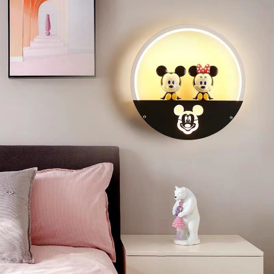 Aplica LED Disney Mickey si Minnie Mouse, 18W, Alb/Negru