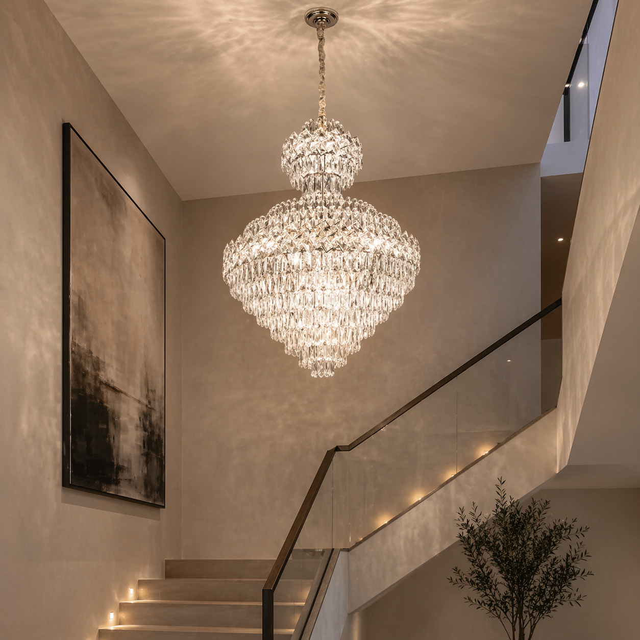 Candelabru Cristal, 80x110CM, 22 x E27, Argintiu
