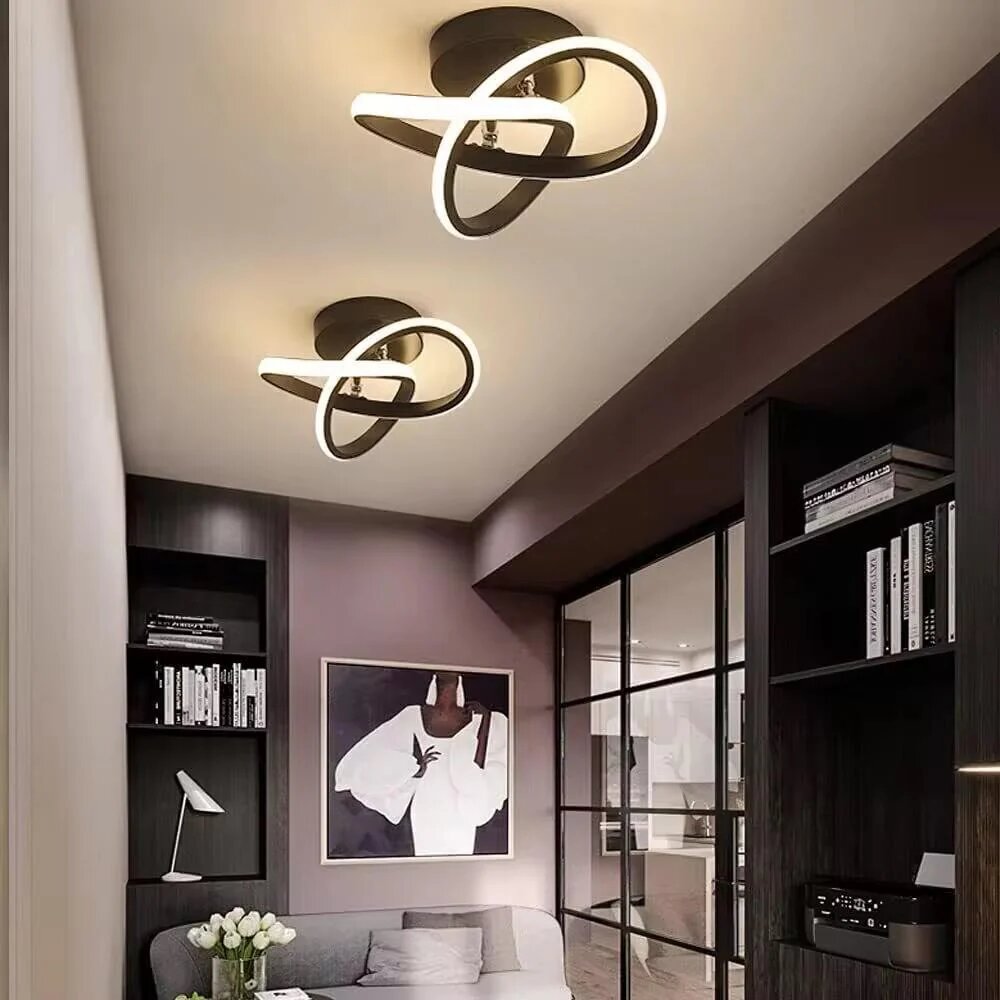 Lustra LED, 33W, 3 tipuri de lumina, Negru