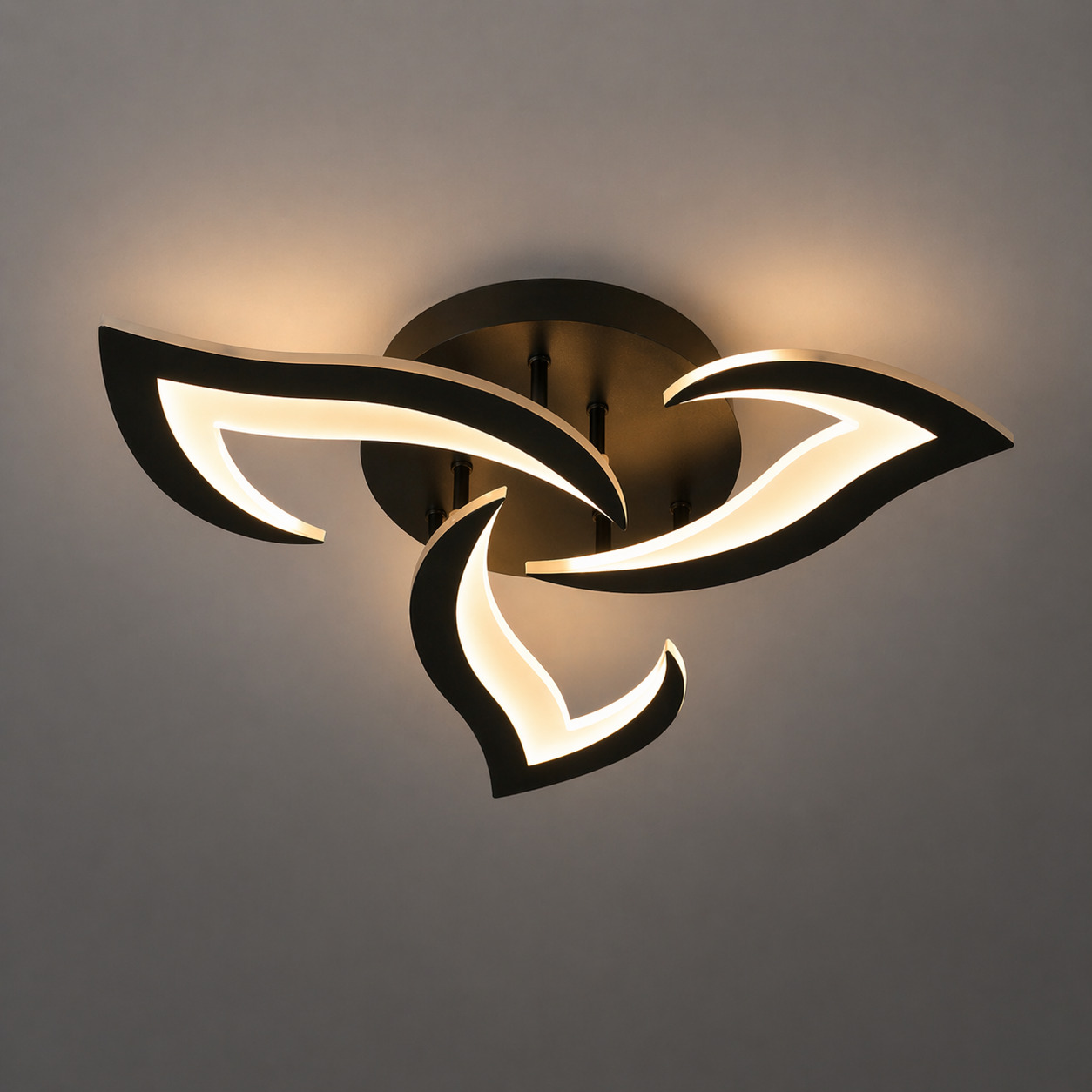 Lustra LED Flower, 42W, 3 tipuri de lumina, Negru