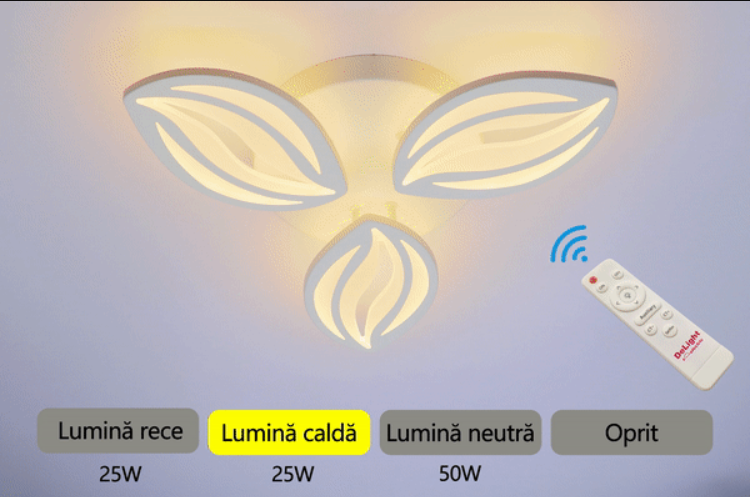 Lustra LED cu Telecomanda, 50W, Alb