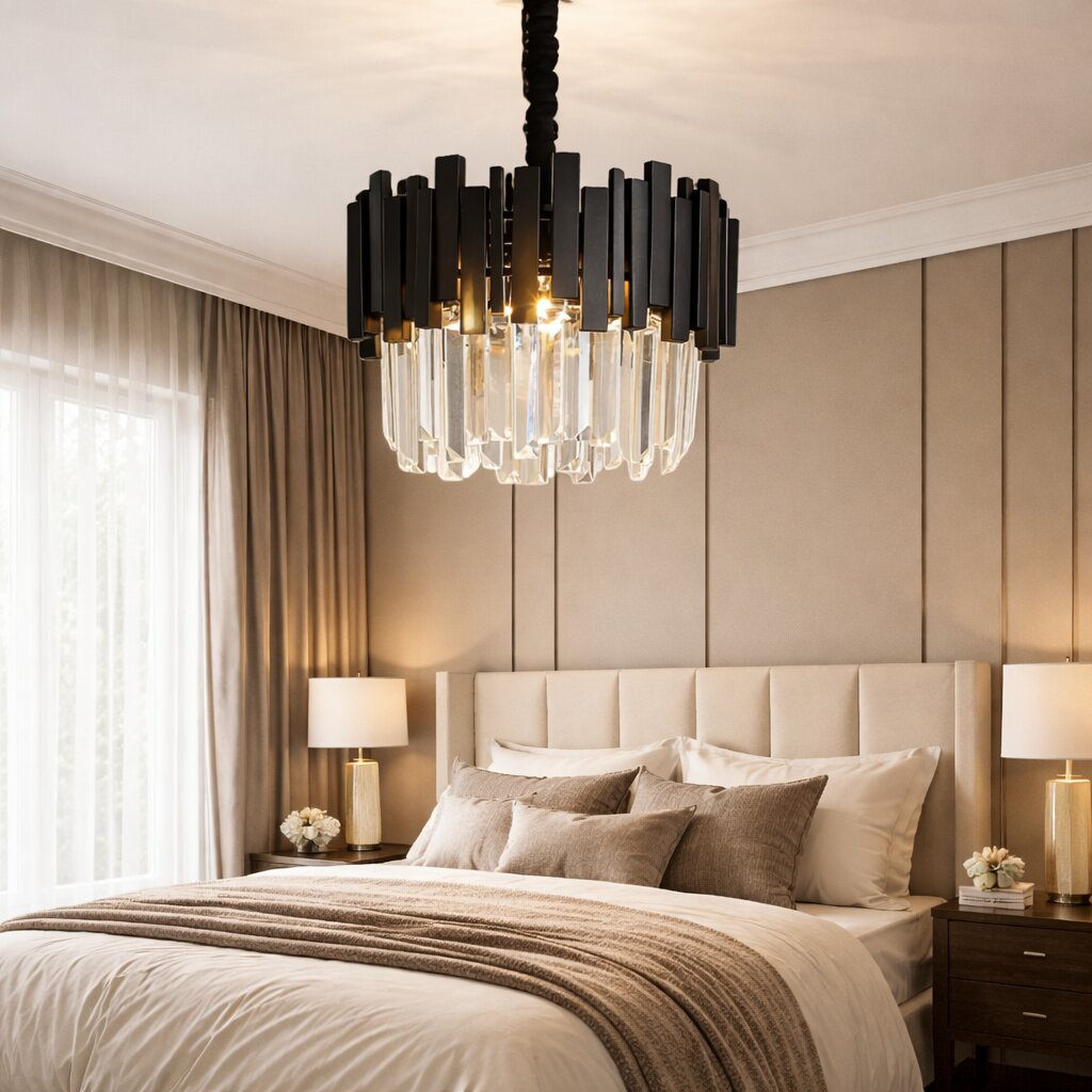 Candelabru Cristal, 30cm, 3 x E27, Negru