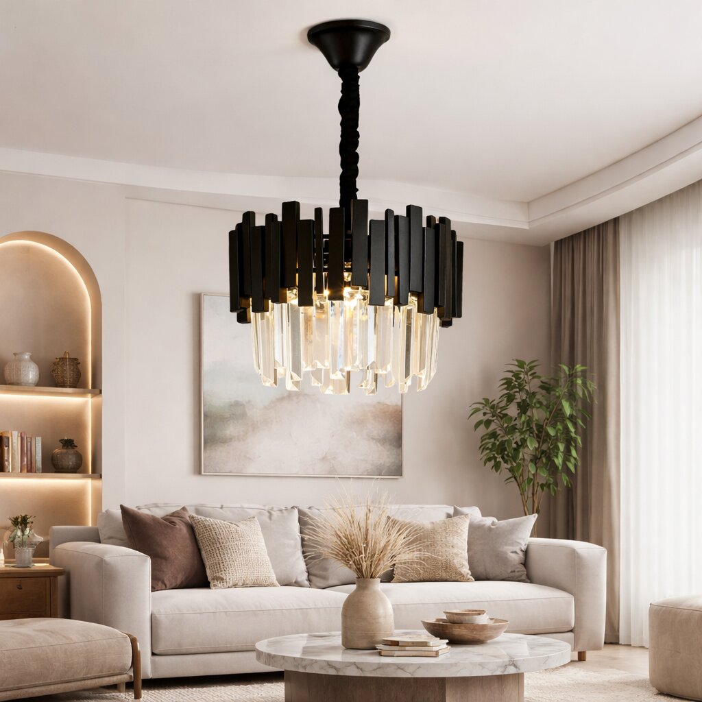 Candelabru Cristal, 30cm, 3 x E27, Negru