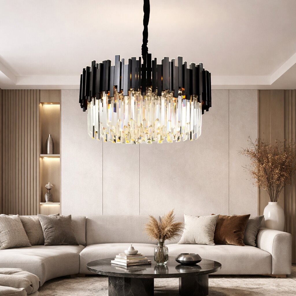 Candelabru Cristal, 40cm, 5 x E27, Negru
