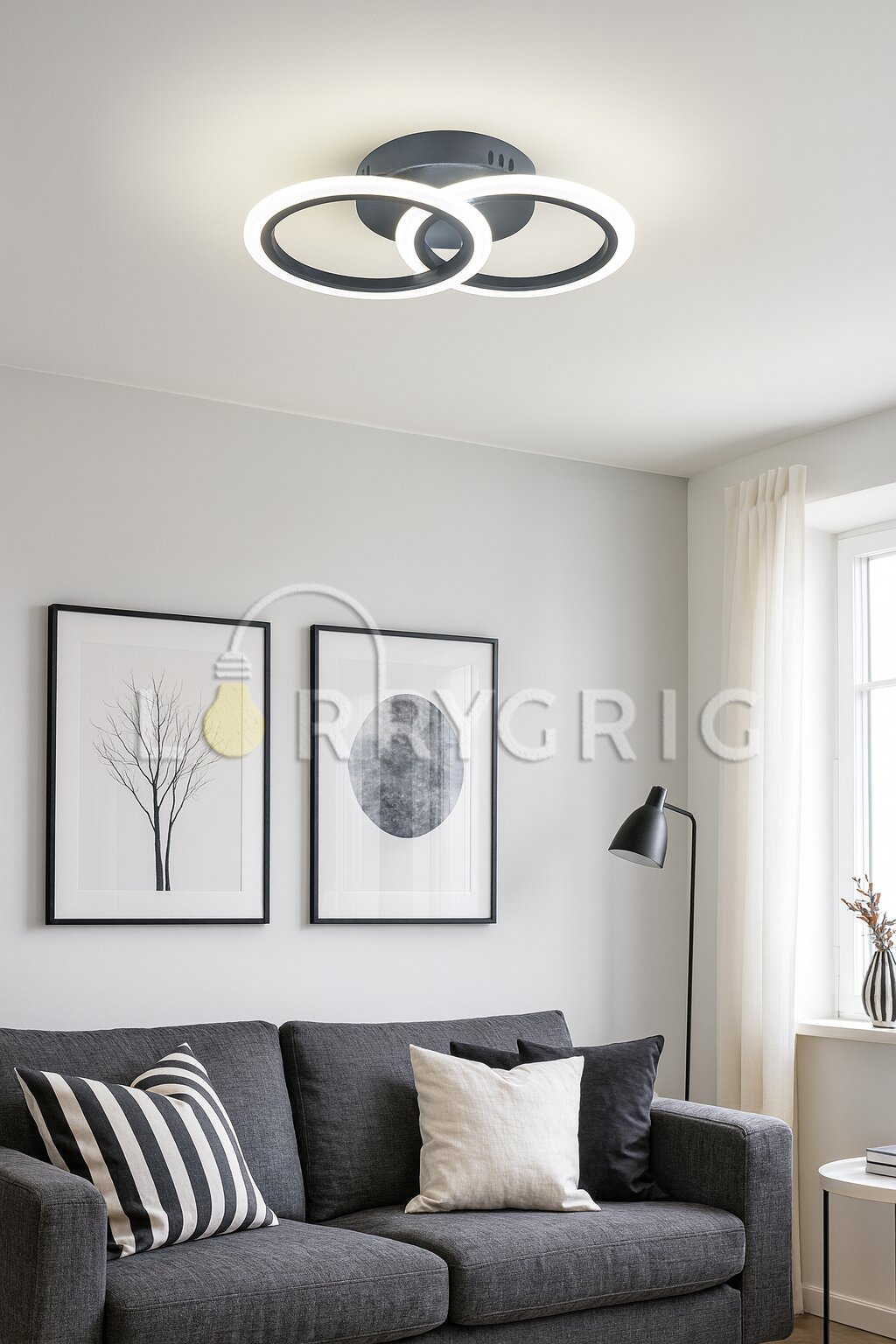 Lustra LED cu Telecomanda, 48W, 3 tipuri de lumina, Negru