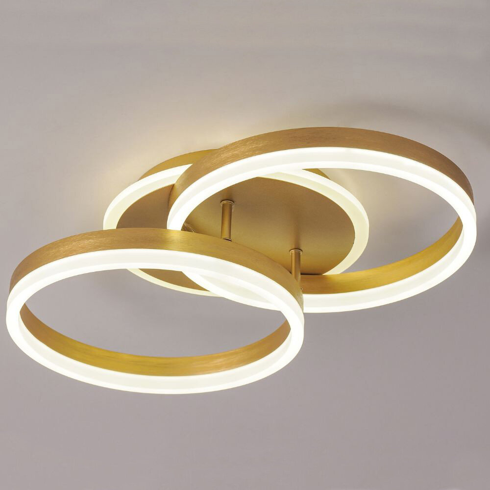 Lustra LED cu Telecomanda, 64W, 3 tipuri de lumina, Auriu
