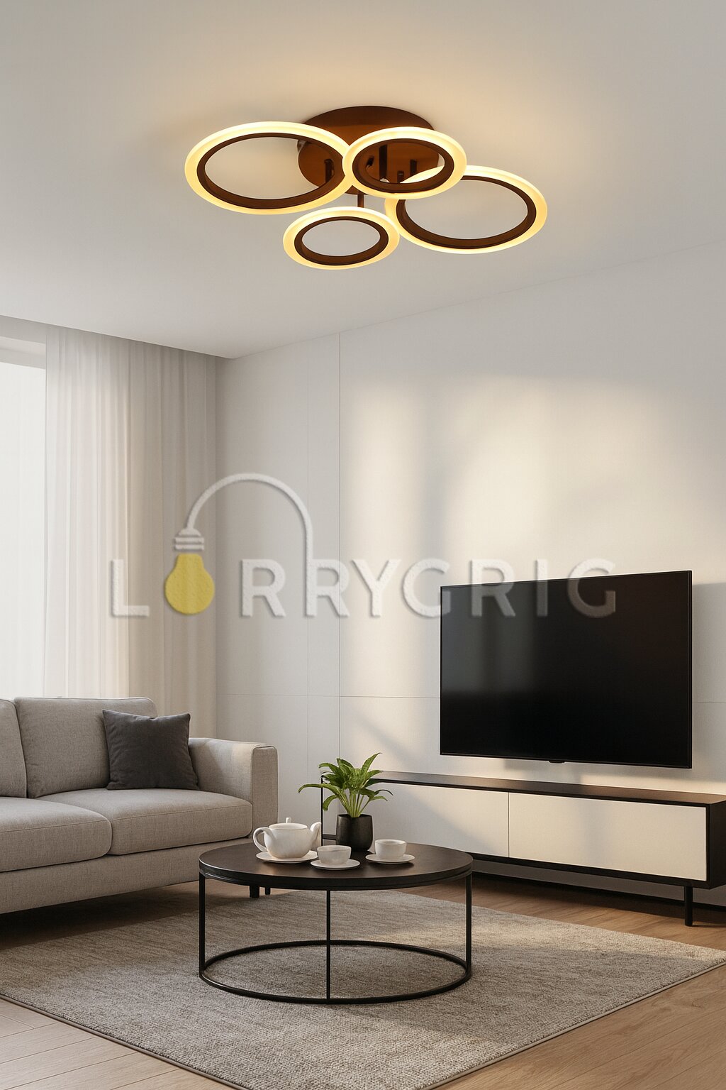 Lustra LED cu Telecomanda, 84W, 3 tipuri de lumina, Maro