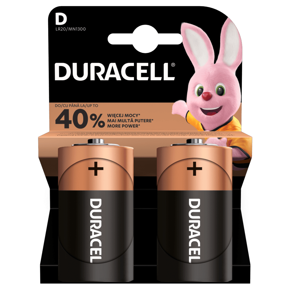 Set 2 Baterii Duracell Basic, D / LR20