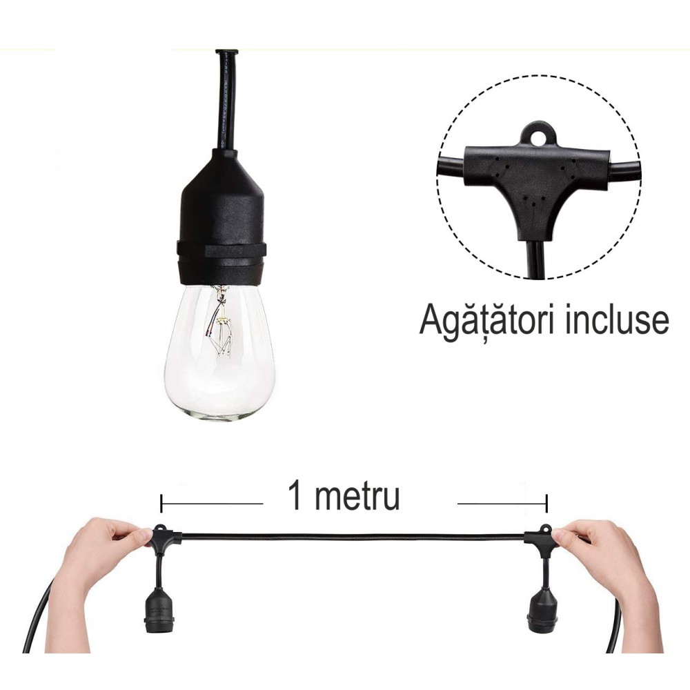 Ghirlanda luminoasa cu pendule, 20m, interconectabil, E27