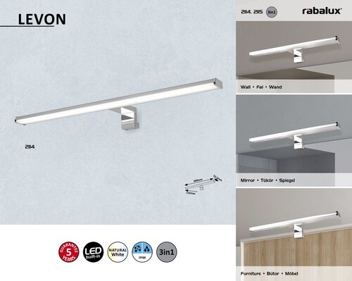 Aplica Levon LED, 8W, 560lm, lumina neutra (4000K), IP44
